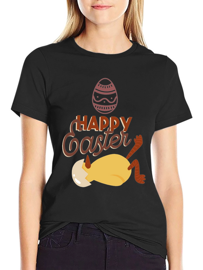 Camiseta Negra con Diseño de Pascua Divertido