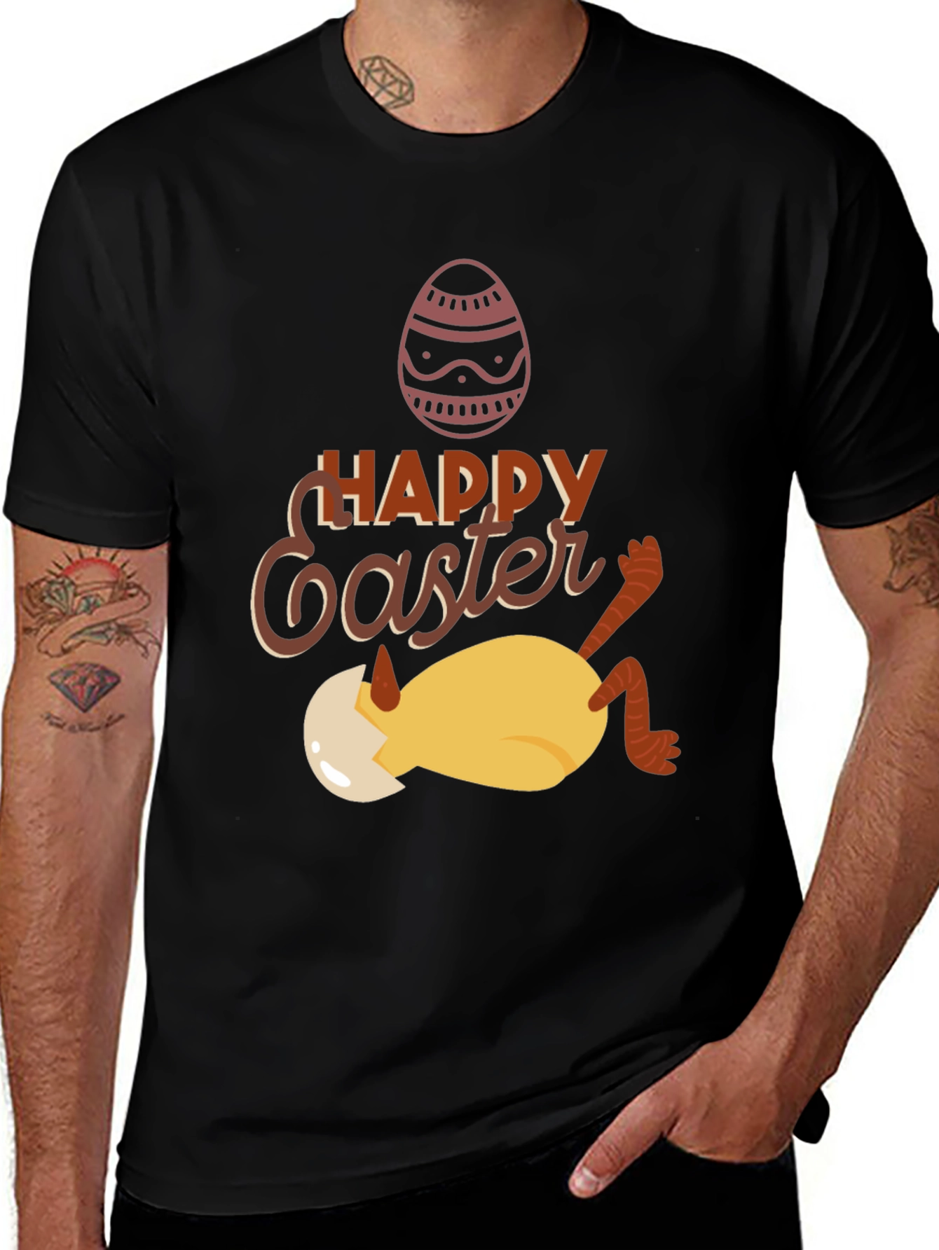 Camiseta Negra con Diseño de Pascua Divertido