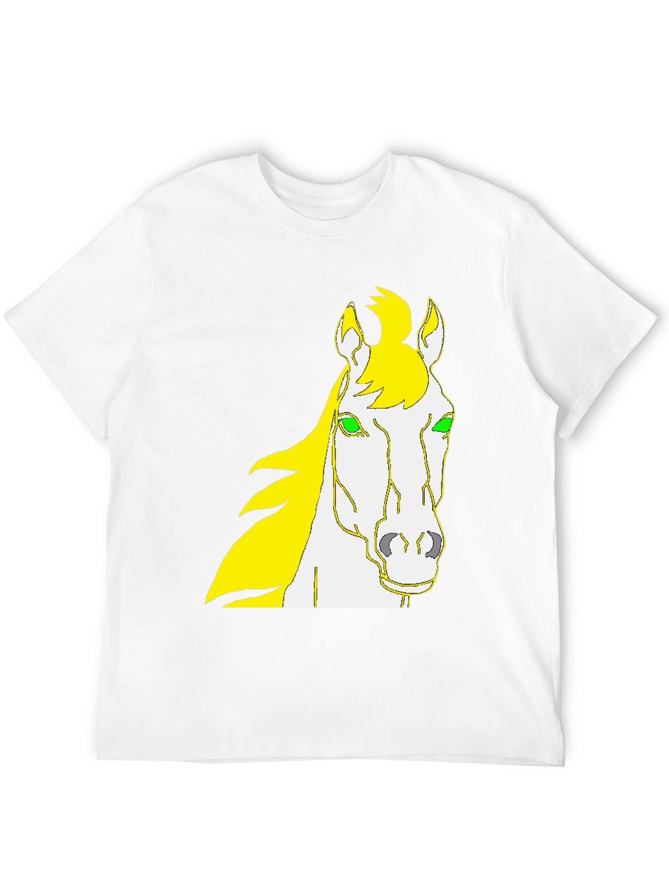 Camiseta Negra Diseño Cabeza de Caballo Amarillo