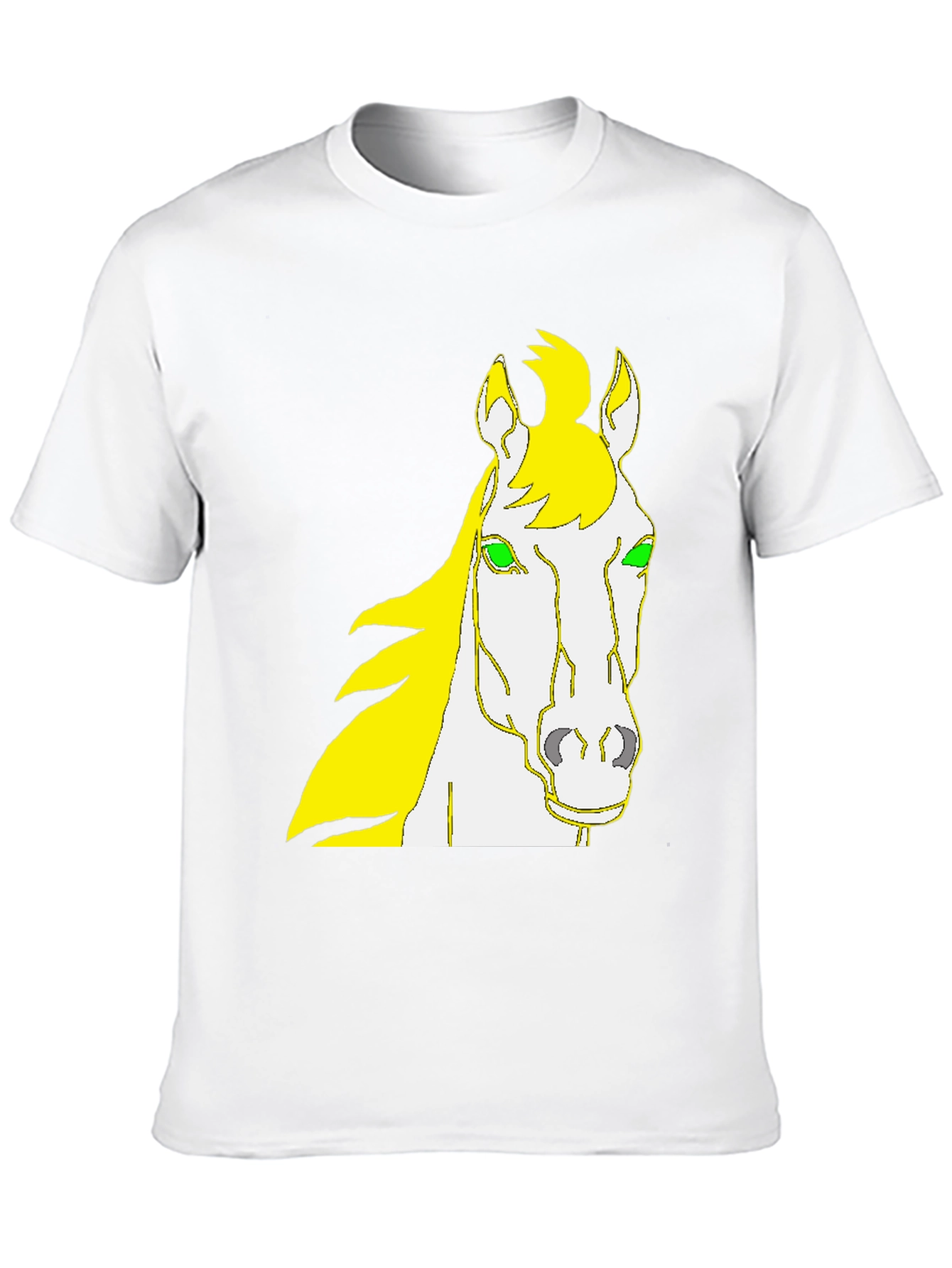 Camiseta Negra Diseño Cabeza de Caballo Amarillo