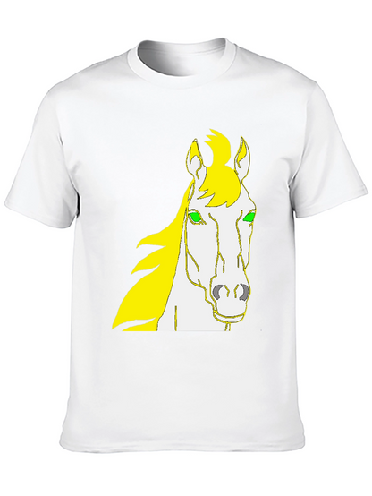 Camiseta Negra Diseño Cabeza de Caballo Amarillo