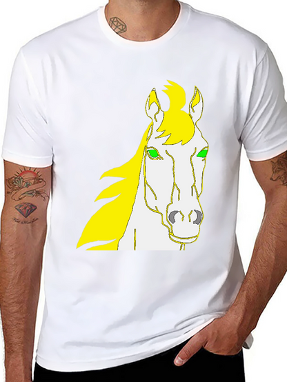 Camiseta Negra Diseño Cabeza de Caballo Amarillo