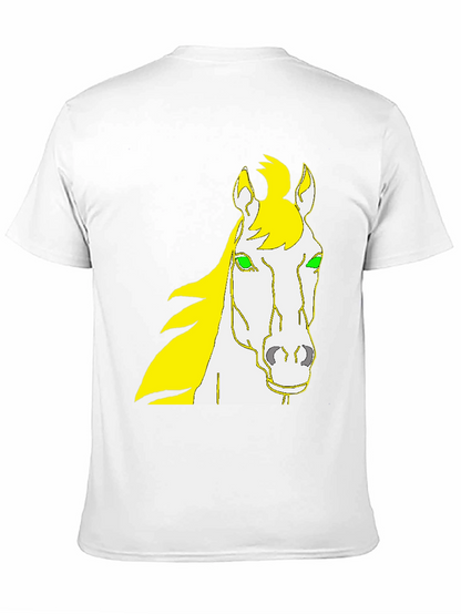Camiseta Negra Diseño Cabeza de Caballo Amarillo