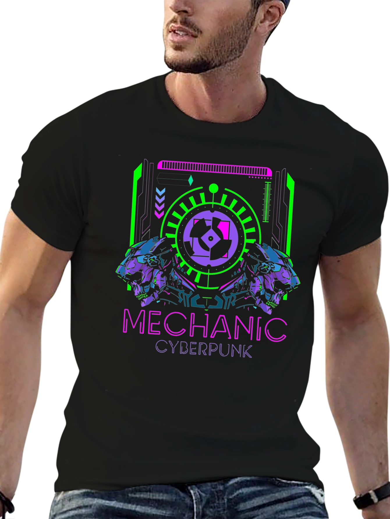 Camiseta Negra Mechanic Cyberpunk