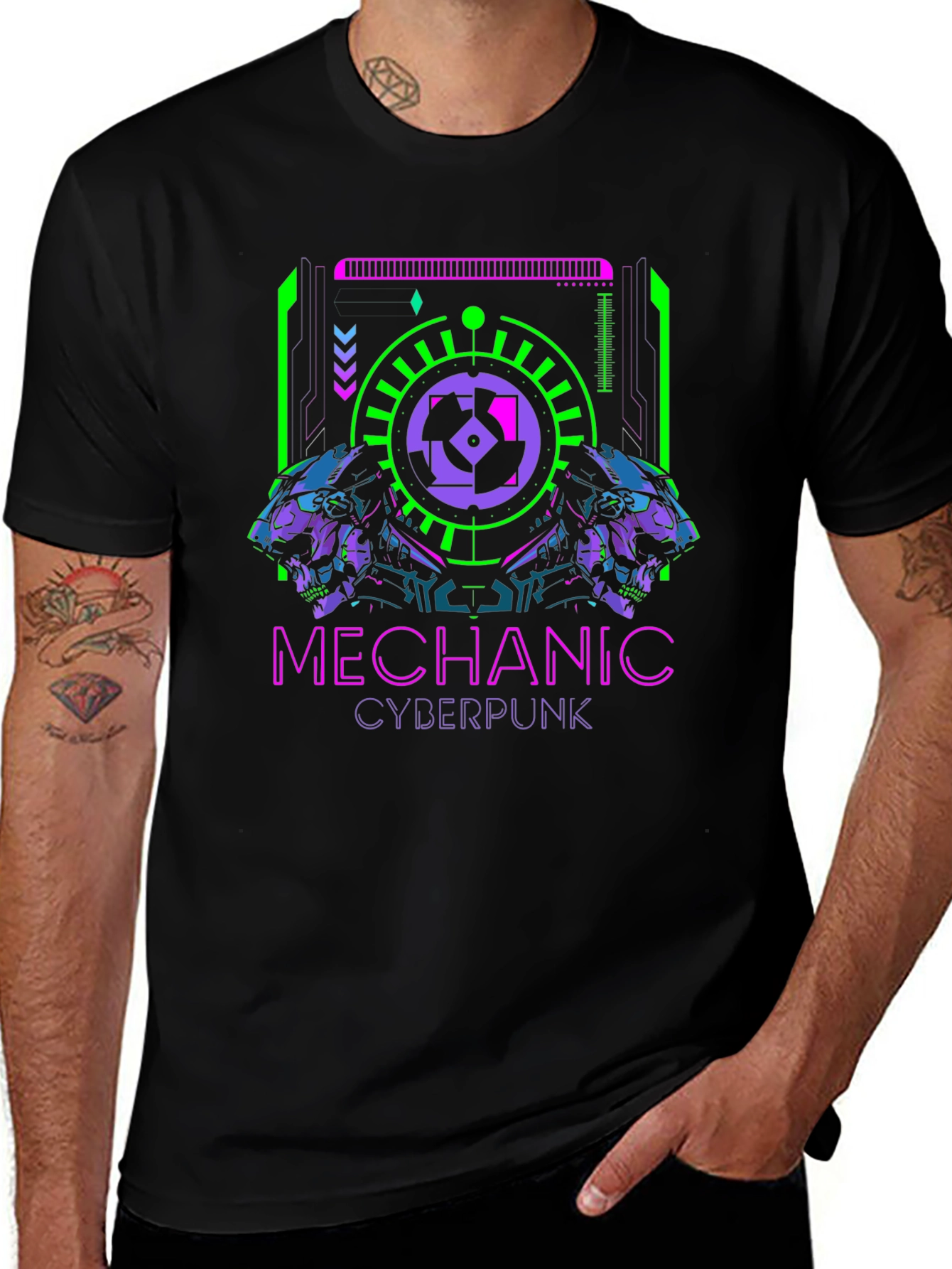 Camiseta Negra Mechanic Cyberpunk