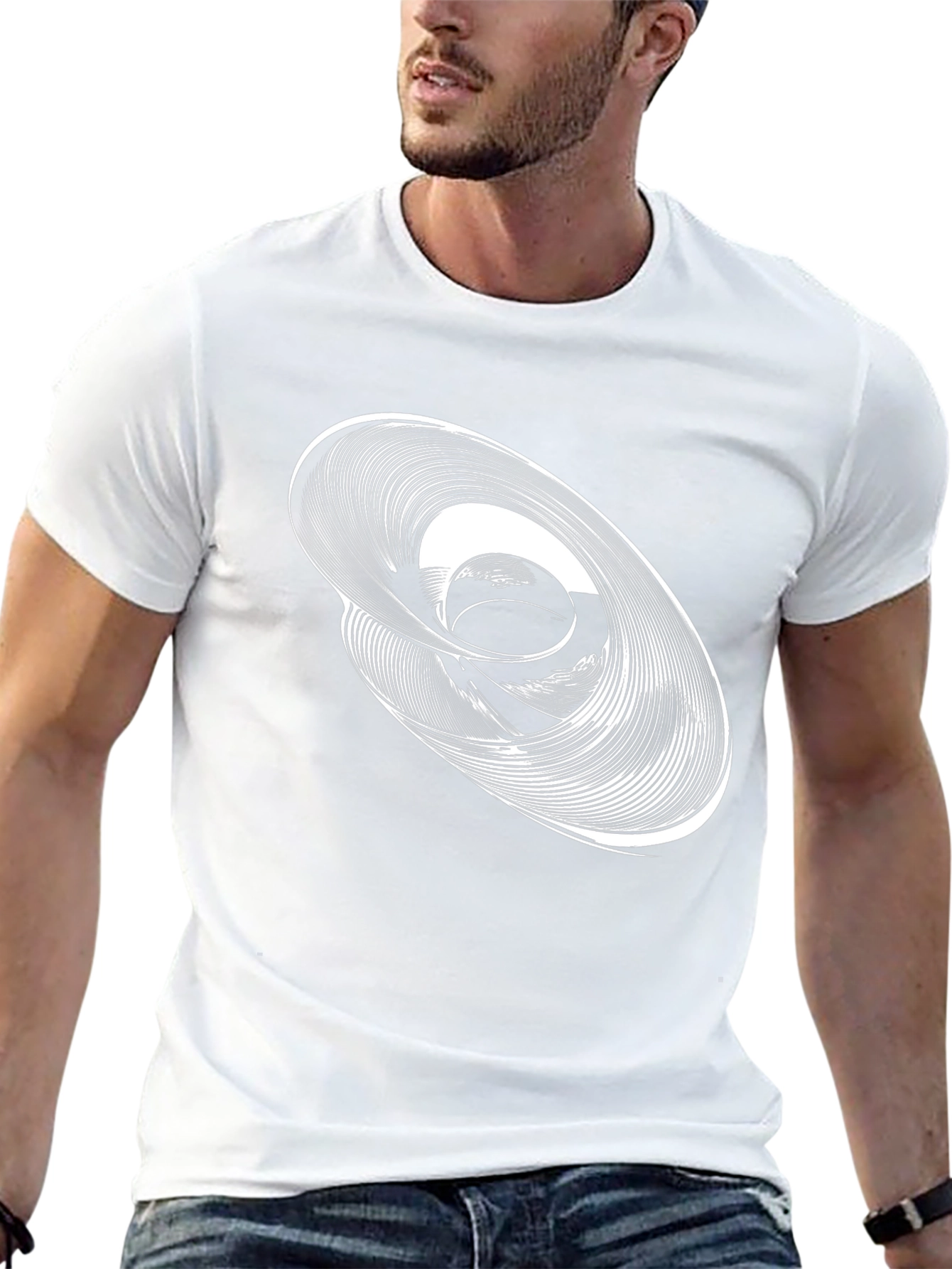 Camiseta Negra con Diseño Abstracto