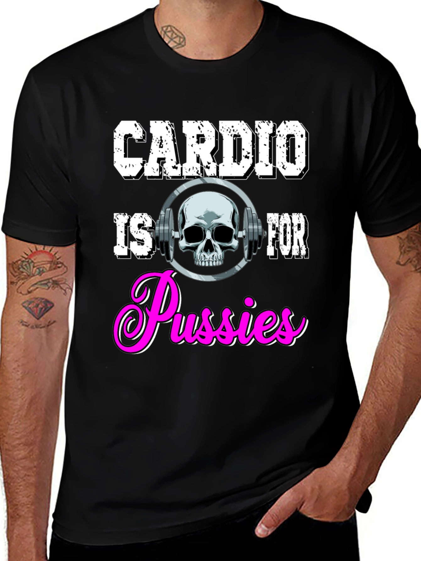Camiseta Negra con Diseño de Gimnasio para Hombre