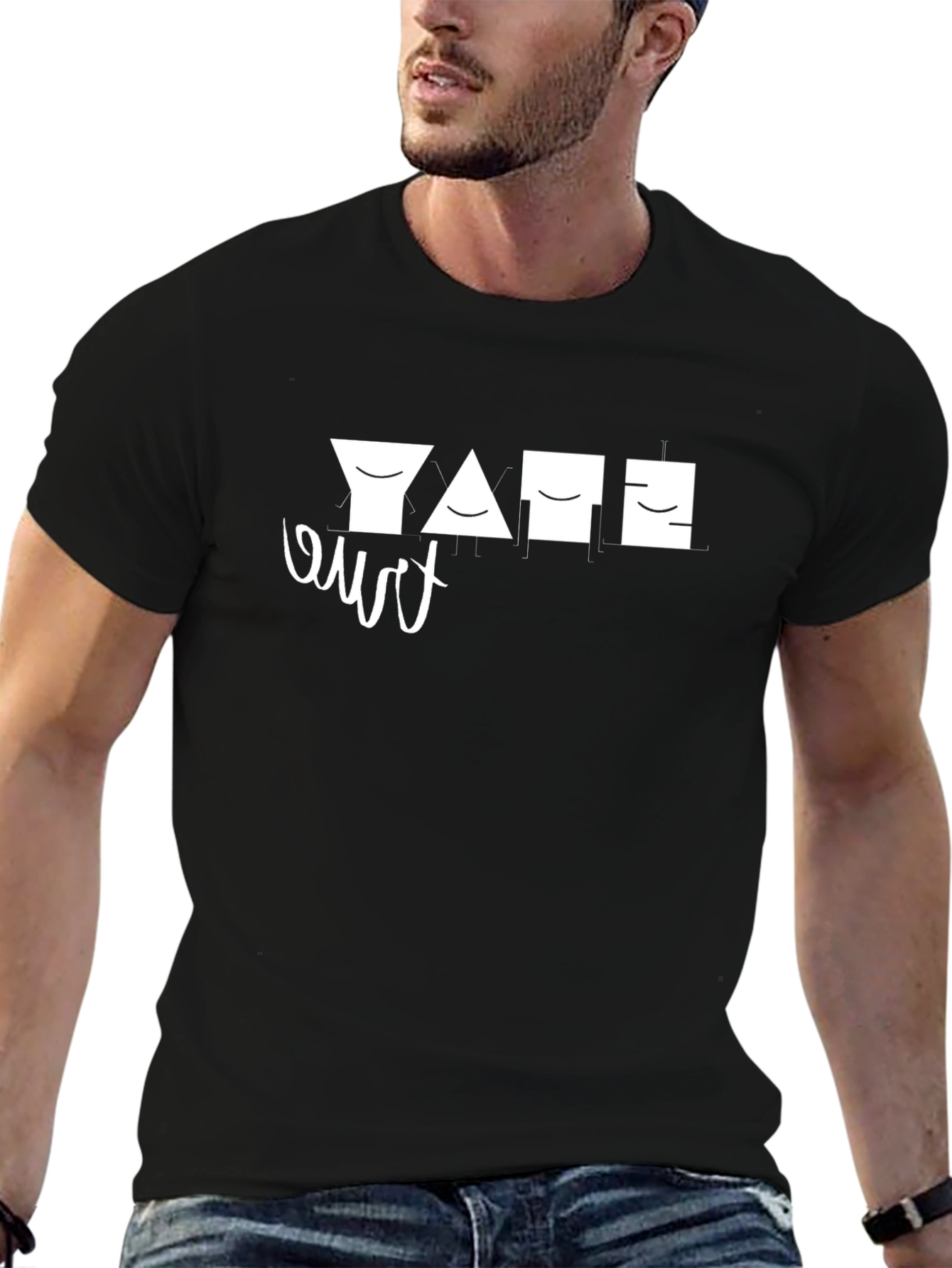 Camiseta Negra Diseño Geométrico YATE