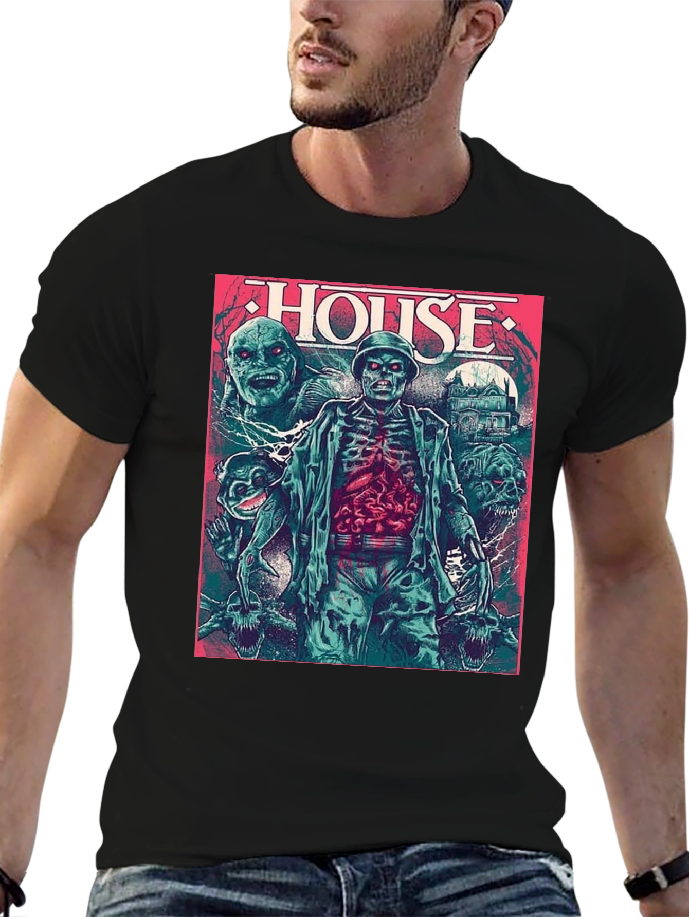 Camiseta Negra HOUSE Horror Clásico