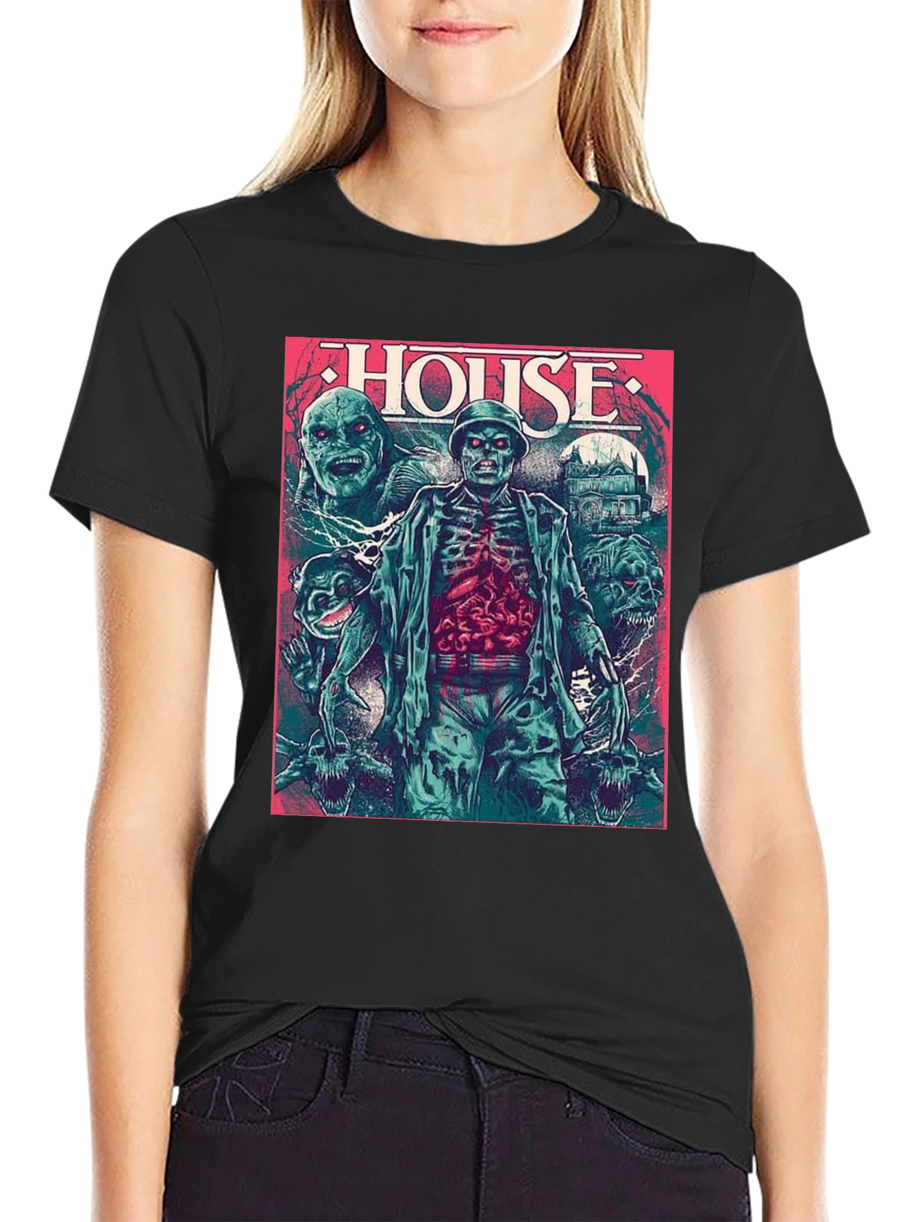 Camiseta Negra HOUSE Horror Clásico