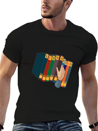 Camiseta Negra Estampado Librero Divertido