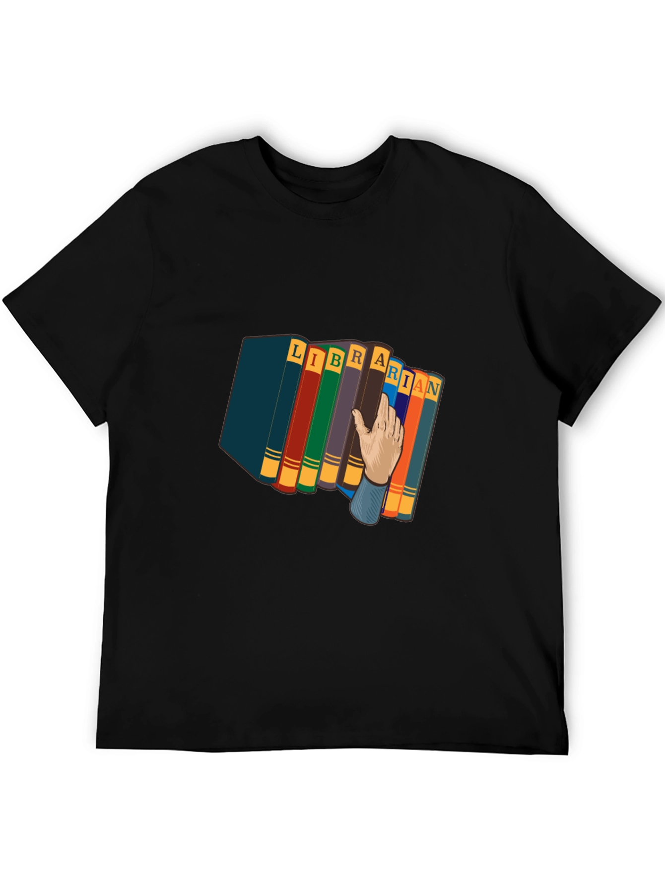 Camiseta Negra Estampado Librero Divertido