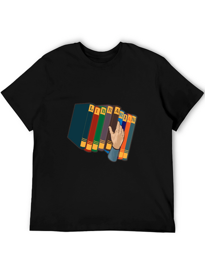 Camiseta Negra Estampado Librero Divertido