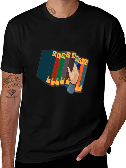 Camiseta Negra Estampado Librero Divertido