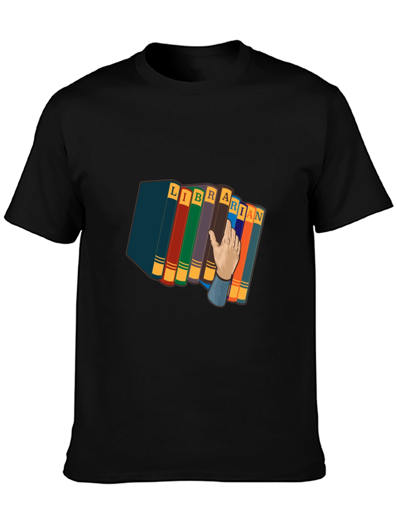 Camiseta Negra Estampado Librero Divertido