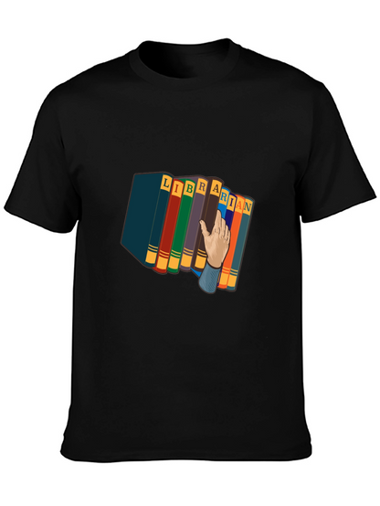 Camiseta Negra Estampado Librero Divertido