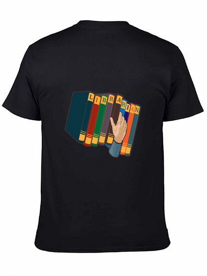 Camiseta Negra Estampado Librero Divertido