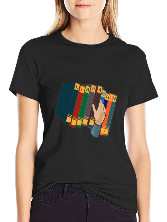 Camiseta Negra Estampado Librero Divertido