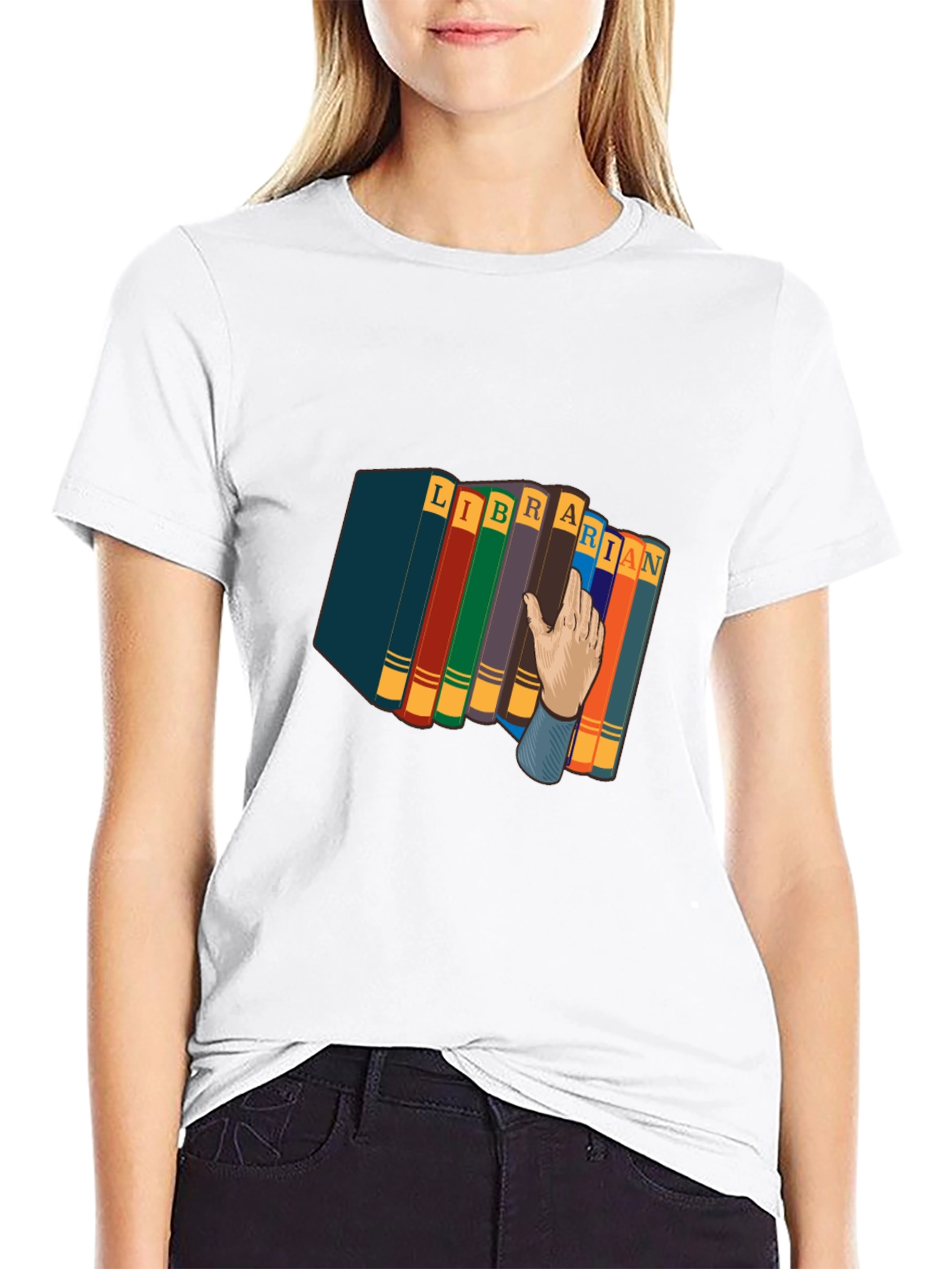 Camiseta Negra Estampado Librero Divertido
