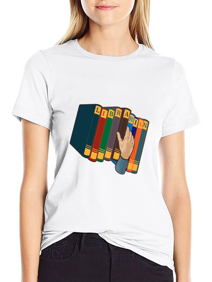 Camiseta Negra Estampado Librero Divertido