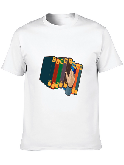 Camiseta Negra Estampado Librero Divertido