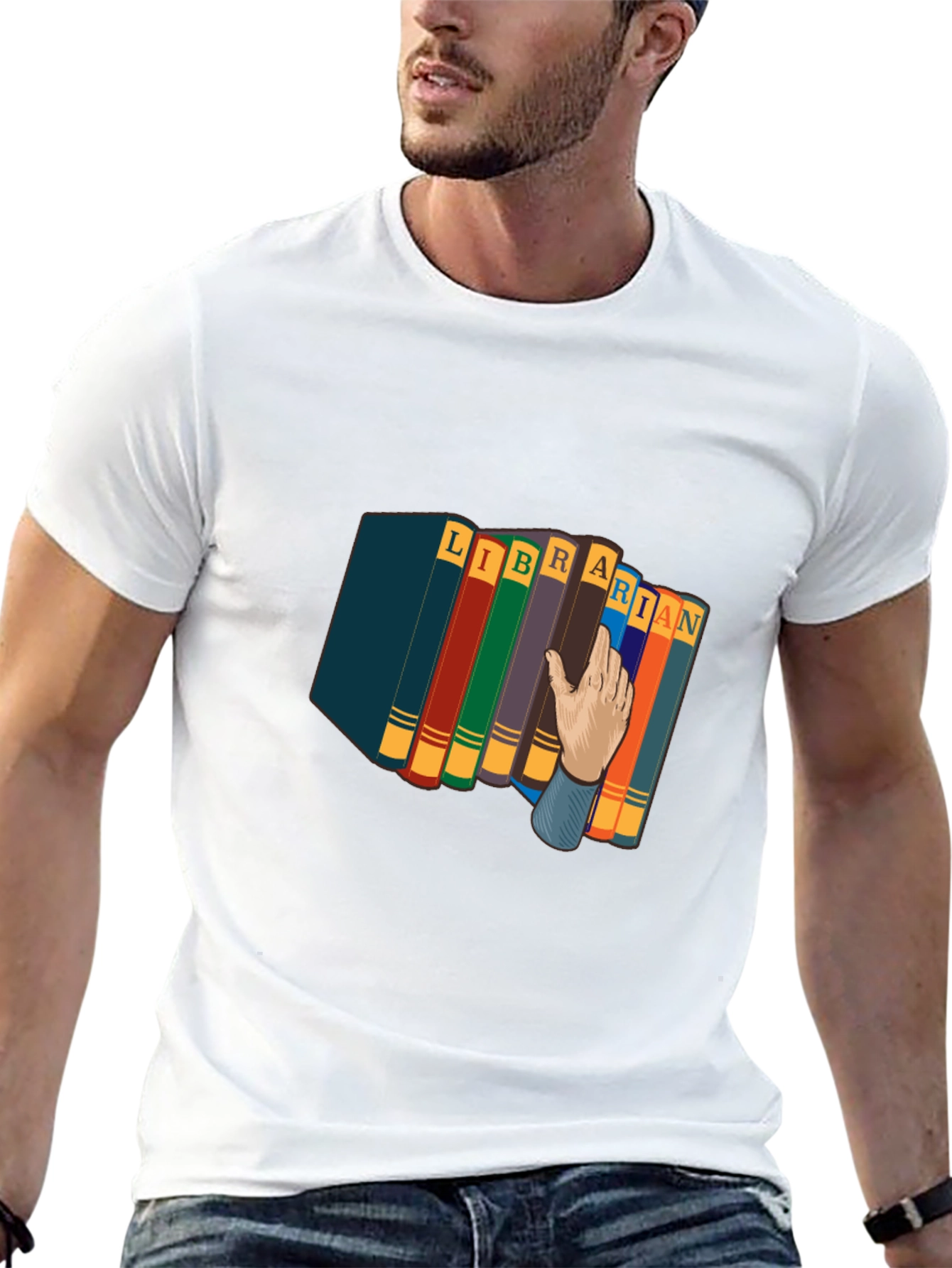 Camiseta Negra Estampado Librero Divertido