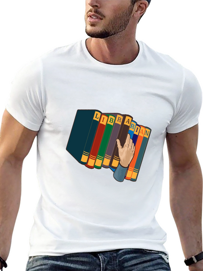 Camiseta Negra Estampado Librero Divertido