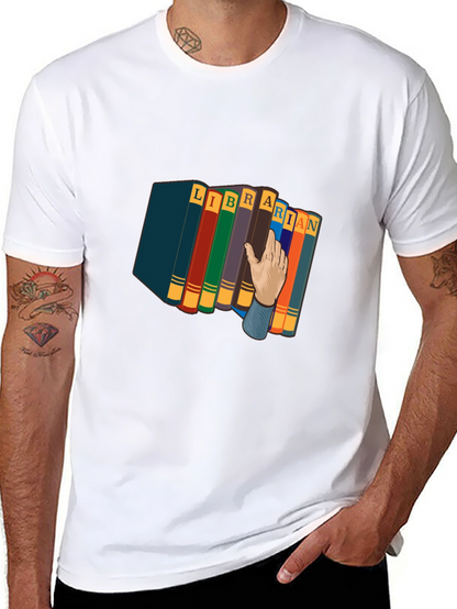 Camiseta Negra Estampado Librero Divertido