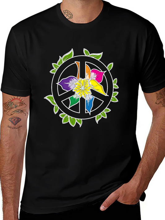 Camiseta Negra Peace & Flower Power