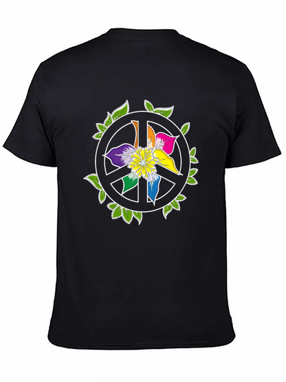 Camiseta Negra Peace & Flower Power