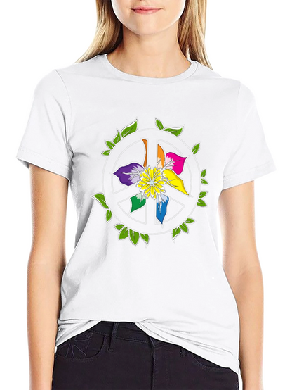 Camiseta Negra Peace & Flower Power