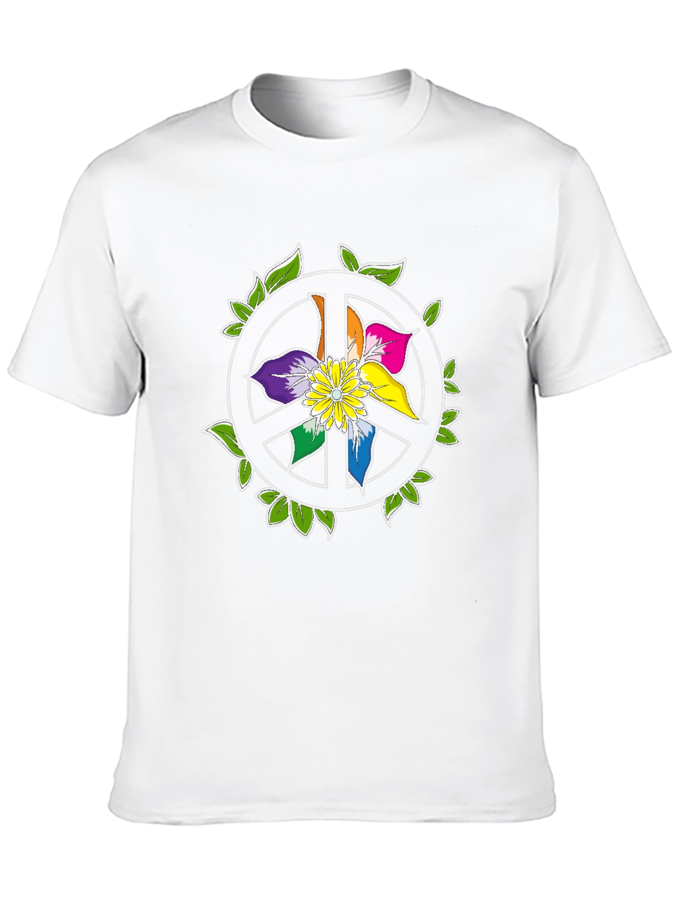 Camiseta Negra Peace & Flower Power
