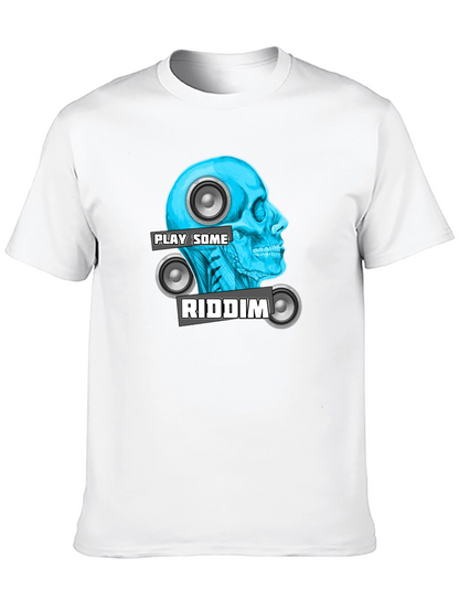 Camiseta Negra Play Some Riddim con Diseño de Cráneo