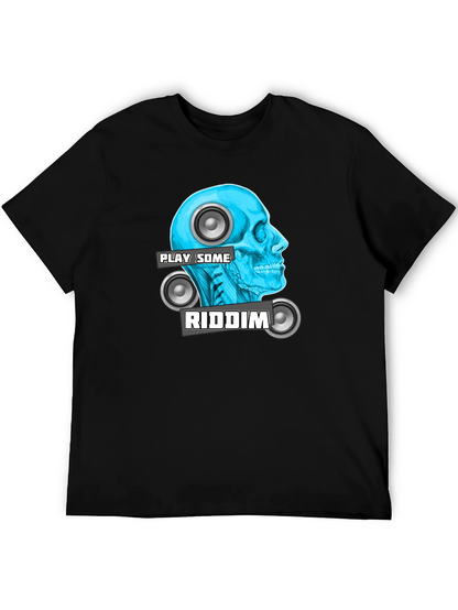 Camiseta Negra Play Some Riddim con Diseño de Cráneo