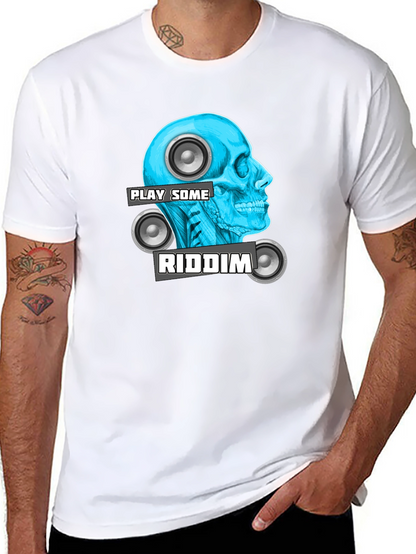 Camiseta Negra Play Some Riddim con Diseño de Cráneo