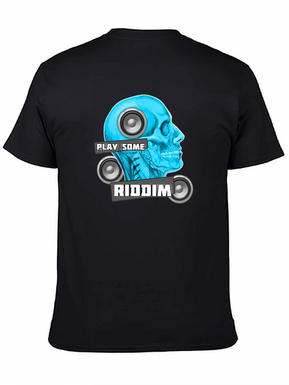 Camiseta Negra Play Some Riddim con Diseño de Cráneo