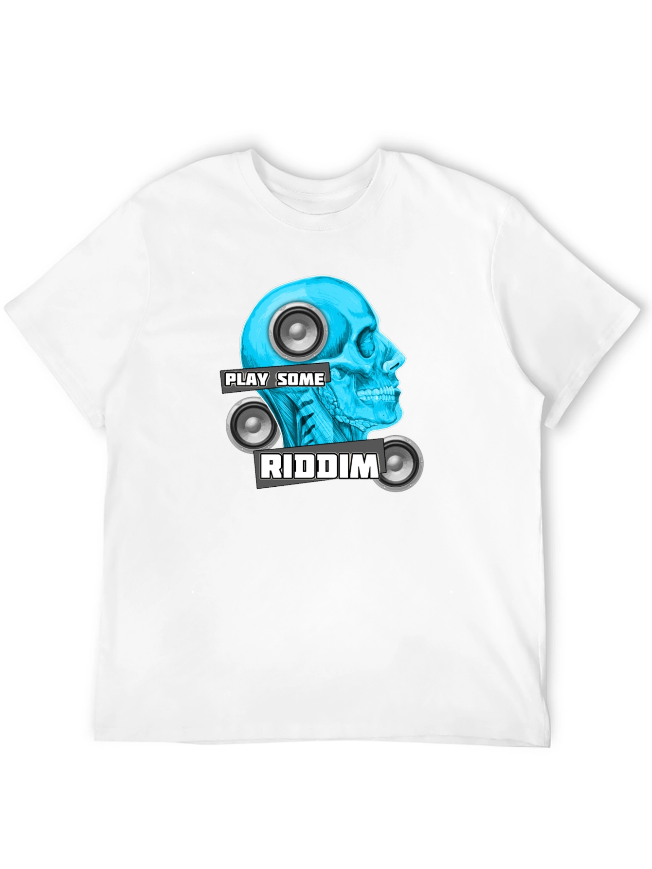 Camiseta Negra Play Some Riddim con Diseño de Cráneo