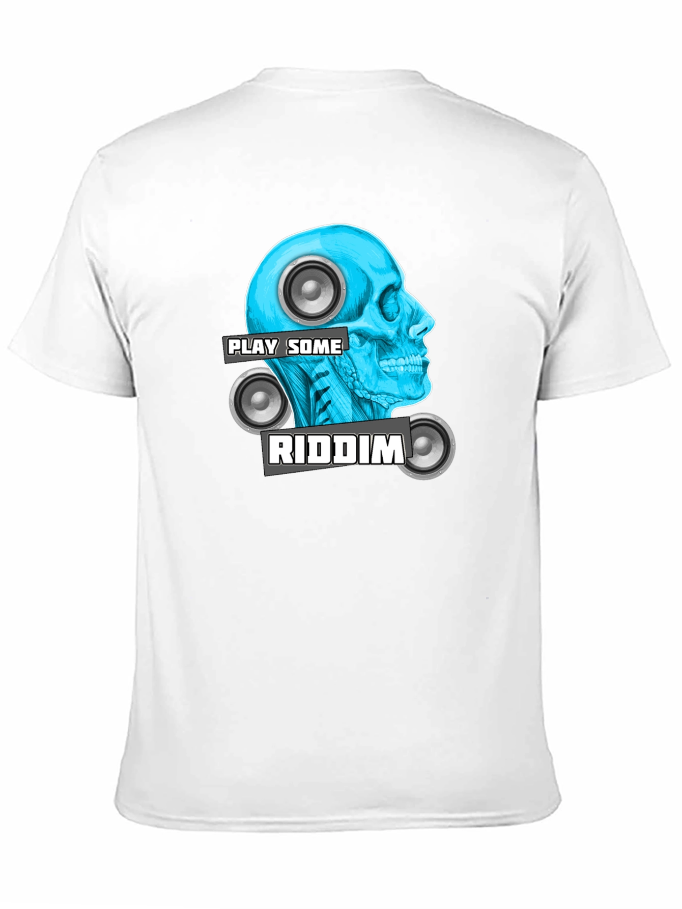 Camiseta Negra Play Some Riddim con Diseño de Cráneo
