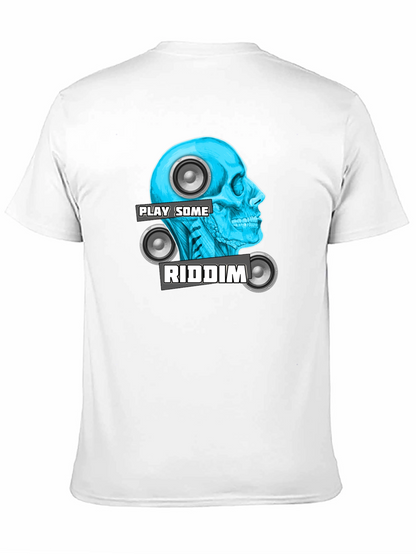 Camiseta Negra Play Some Riddim con Diseño de Cráneo