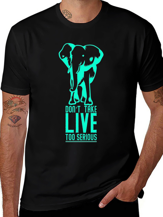 Camiseta Negra con Estampado de Elefante y Frase Inspiradora