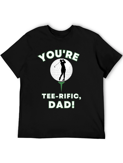 Camiseta Negra Divertida para Papá Golfista - ¡Tee-riffic!