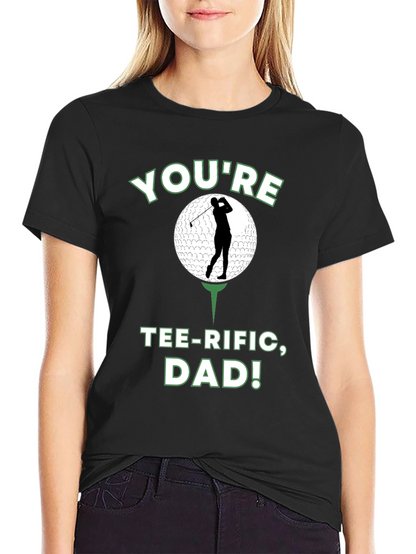 Camiseta Negra Divertida para Papá Golfista - ¡Tee-riffic!