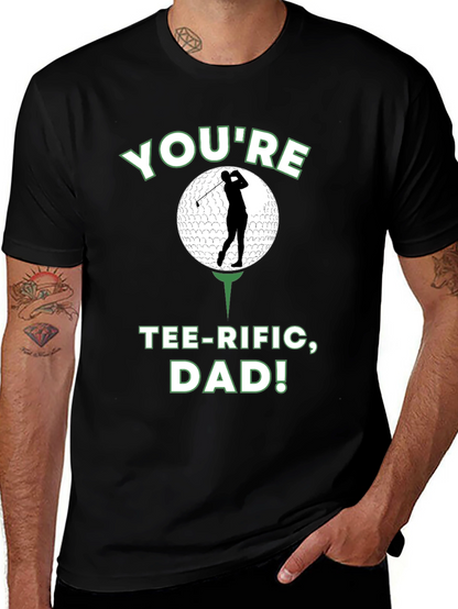 Camiseta Negra Divertida para Papá Golfista - ¡Tee-riffic!
