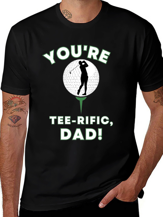 Camiseta Negra Divertida para Papá Golfista - ¡Tee-riffic!