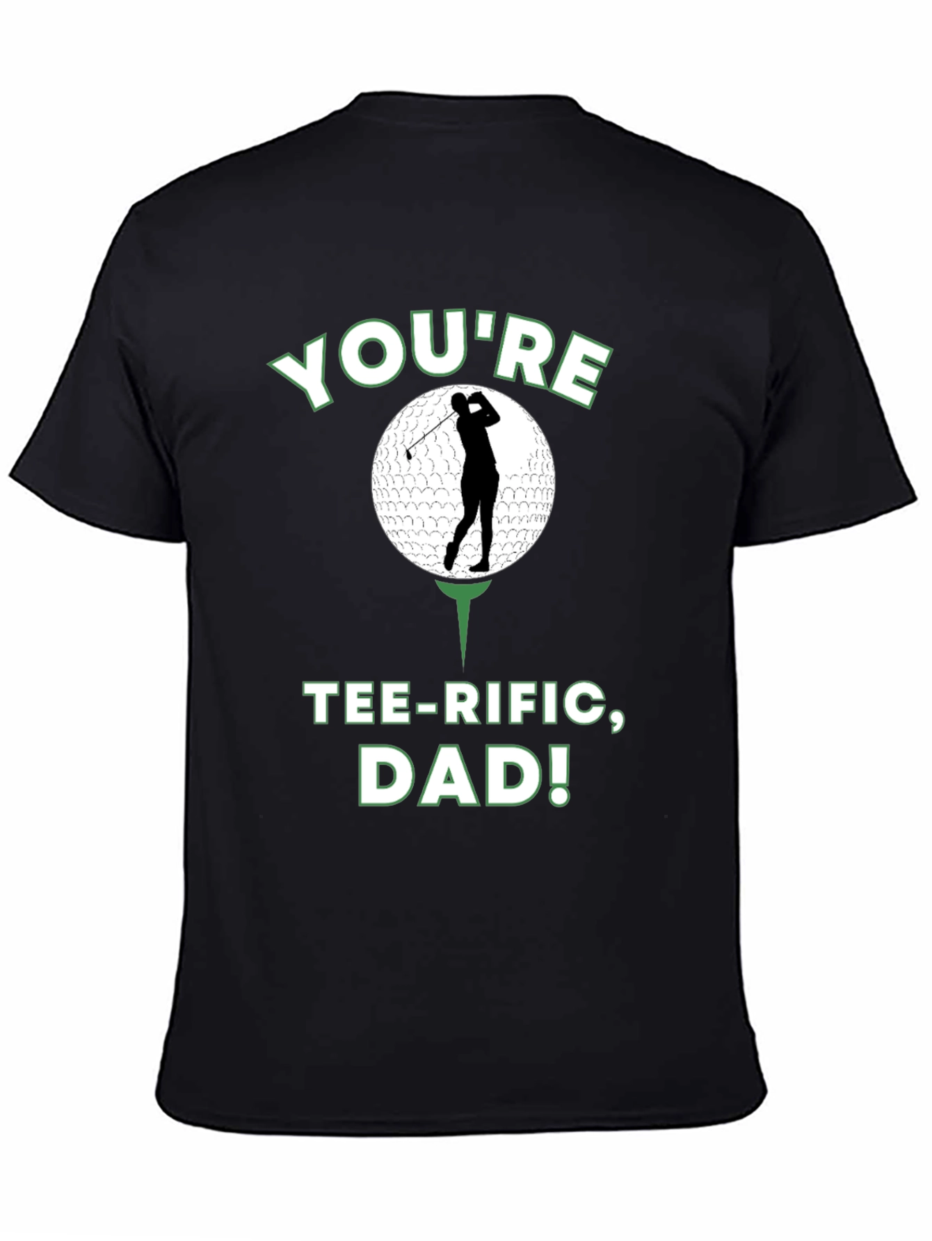 Camiseta Negra Divertida para Papá Golfista - ¡Tee-riffic!
