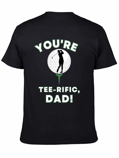Camiseta Negra Divertida para Papá Golfista - ¡Tee-riffic!
