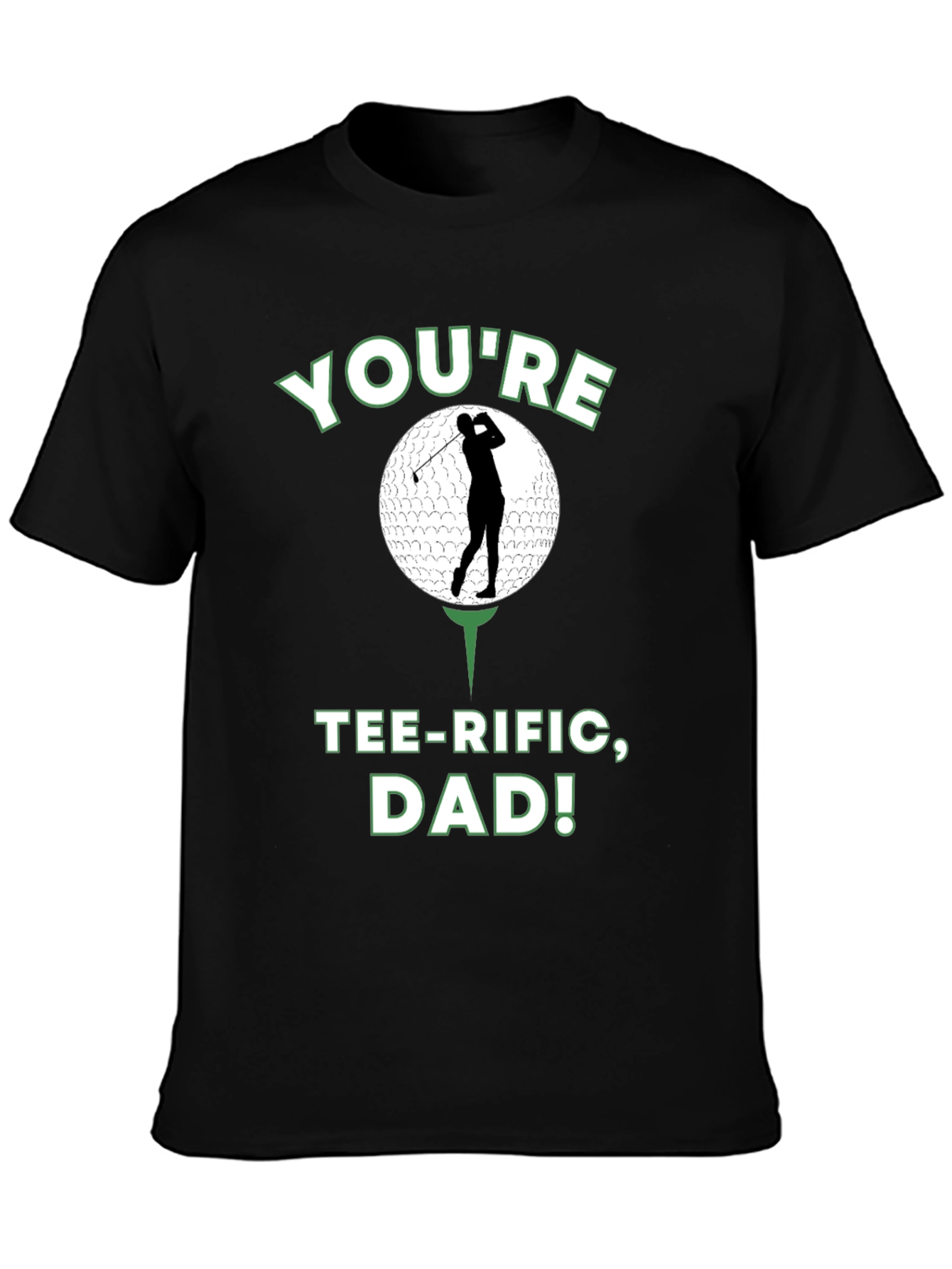 Camiseta Negra Divertida para Papá Golfista - ¡Tee-riffic!