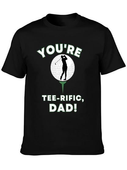 Camiseta Negra Divertida para Papá Golfista - ¡Tee-riffic!