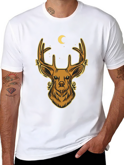 Camiseta Negra con Diseño de Ciervo Místico