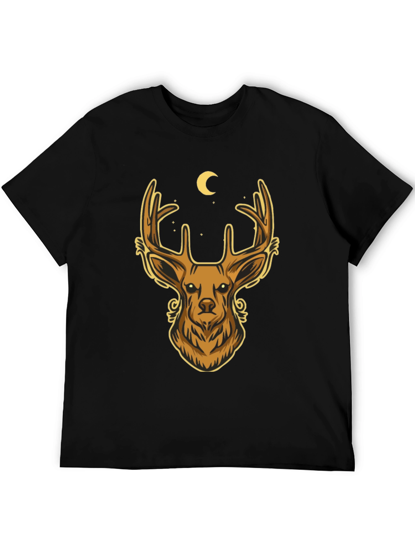 Camiseta Negra con Diseño de Ciervo Místico